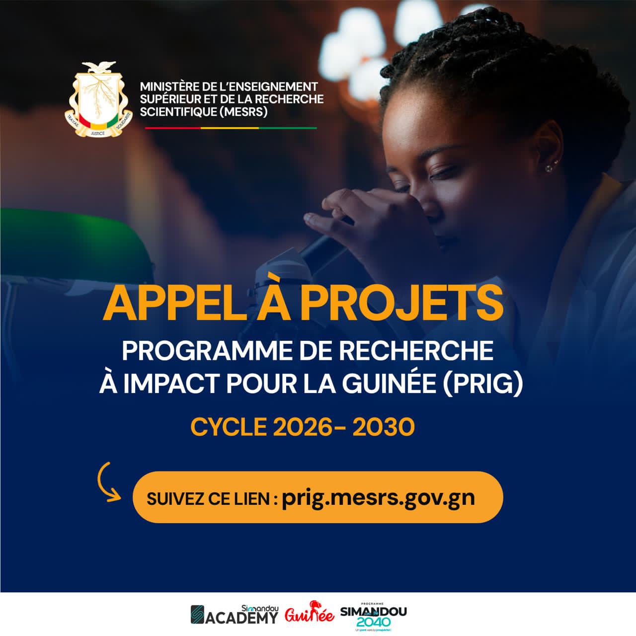 MESRS PRIG 2026–2030 : Lancement officiel de l’appel à projets du Programme de Recherche à Impact pour la Guinée